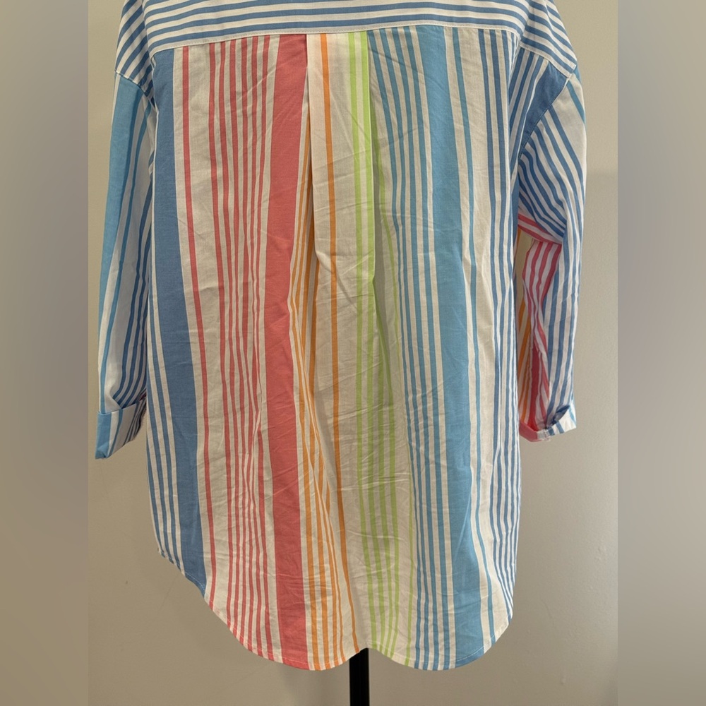 Ruby Rd PM Colorful Striped Button-Up Shirt 806 - Picture 6 of 8